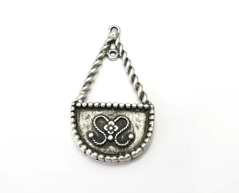 Antique Silver Dangle Charm Antique Silver Plated Charms (51x27mm) G33728