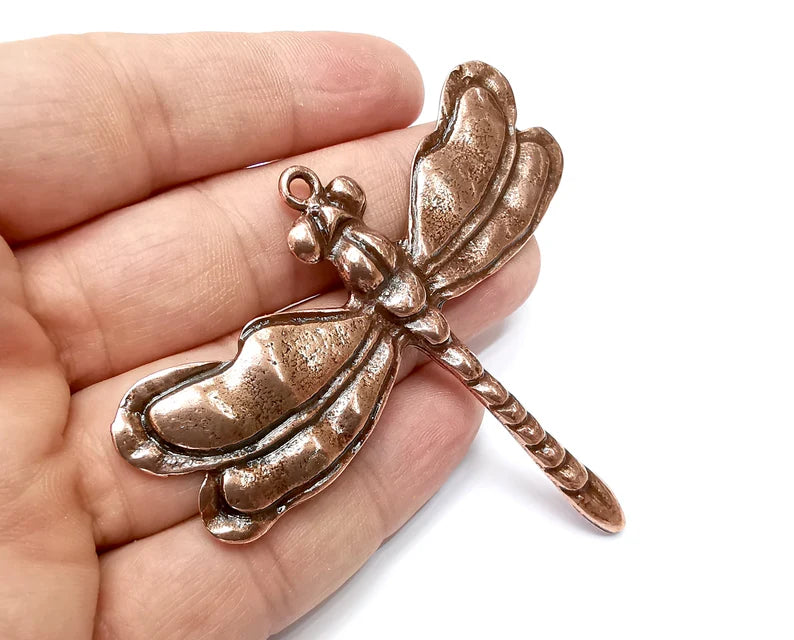 Dragonfly Pendant, Antique Copper Plated Pendant (83x69mm) G33744