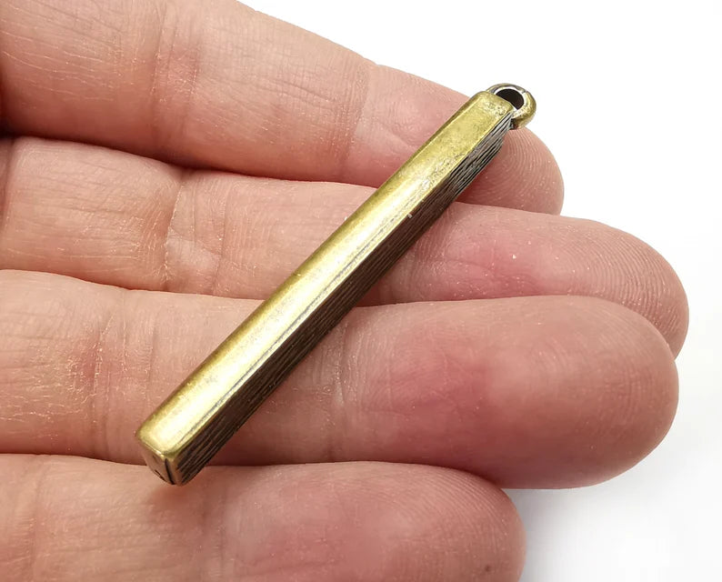 Rectangle Pendant Blanks, Resin Bezel Bases, Mosaic Mountings, Dry flower Frame, Polymer Clay base, Antique Bronze Plated (50x5mm) G33615