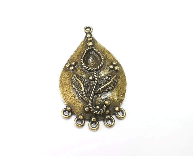 Drop Flower Pendant Blanks, Resin Bezel Bases, Mosaic Mountings, Dry flower Frame, Polymer Clay base, Antique Bronze Plated (10x7mm) G33617