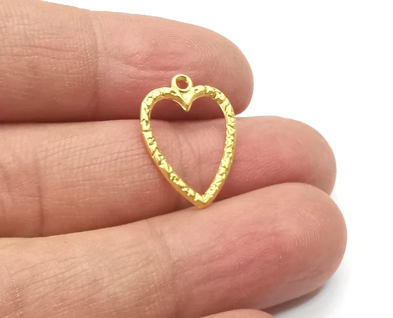 2 Heart Charms Gold Plated Charms (20x15mm) G33625