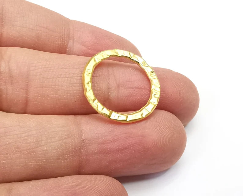 2 Circle Hoop Charms,Finding Gold Plated Charms (21mm) G33626