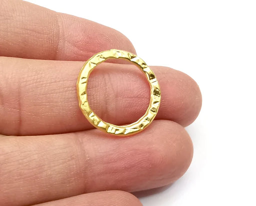2 Circle Hoop Charms,Finding Gold Plated Charms (21mm) G33626