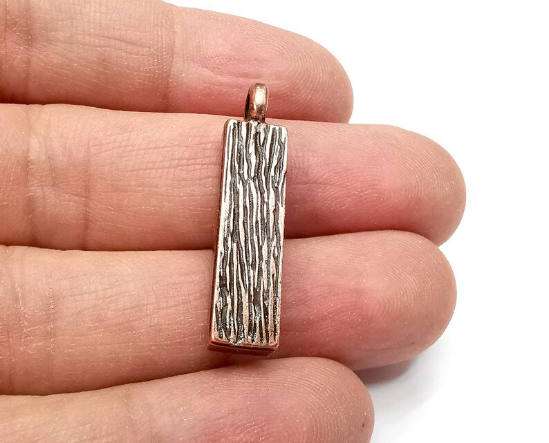 2 Rectangle Pendant Blanks, Resin Bezel Bases, Mosaic Mountings, Dry flower Frame, Polymer Clay base, Antique Copper Plated (25x5mm) G33629