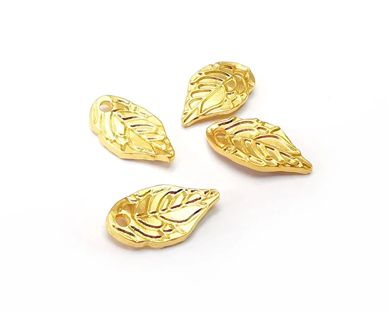 2 Leaf Charms Gold Plated Charms (16x9mm) G33758