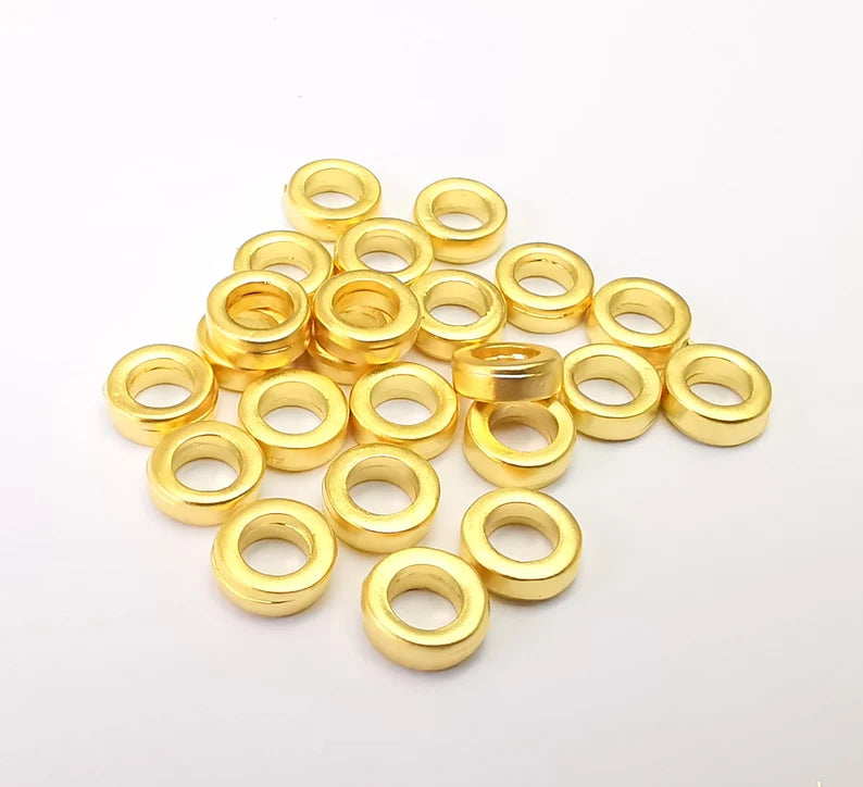 5 Gold Plated Rondelle Beads Matte Gold Plated Beads (7.5mm) G33639