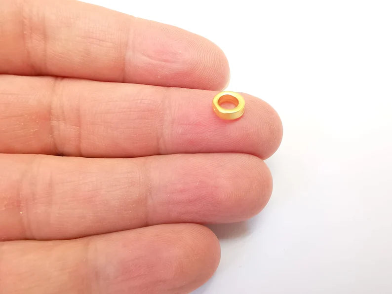 5 Gold Plated Rondelle Beads Matte Gold Plated Beads (7.5mm) G33639