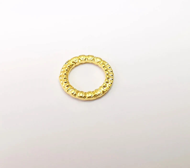 5 Gold Plated Circle Charms Matte Gold Plated Circle Findings (15mm) G33643