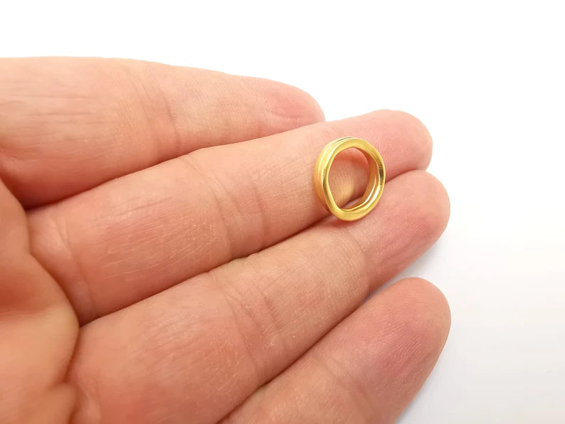 5 Gold Plated Circle Charms Matte Gold Plated Circle Findings (15mm) G33645