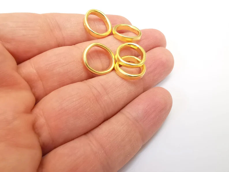 5 Gold Plated Circle Charms Matte Gold Plated Circle Findings (15mm) G33645