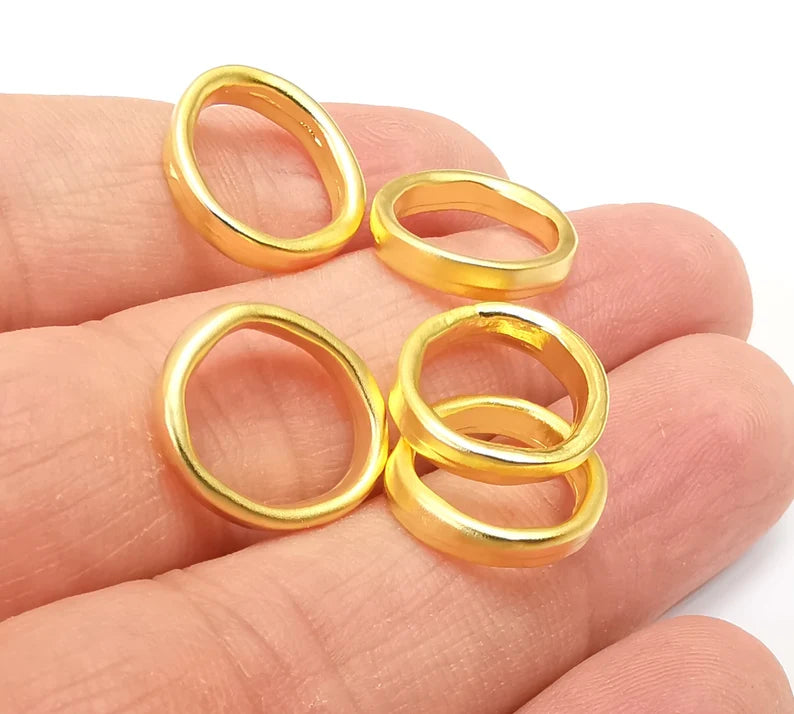 5 Gold Plated Circle Charms Matte Gold Plated Circle Findings (15mm) G33645