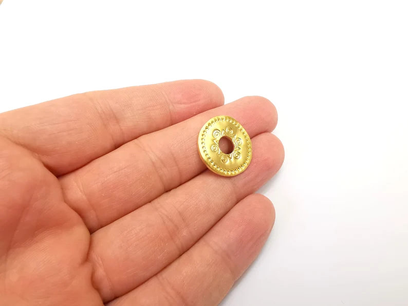 Gold Plated Perforated Wavy Disc Charms Matte Gold Plated Findings (20mm) G33647