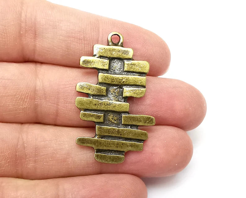 Wall Brick Charms, Dangle Charms Antique Bronze Plated (41x25mm) G33654