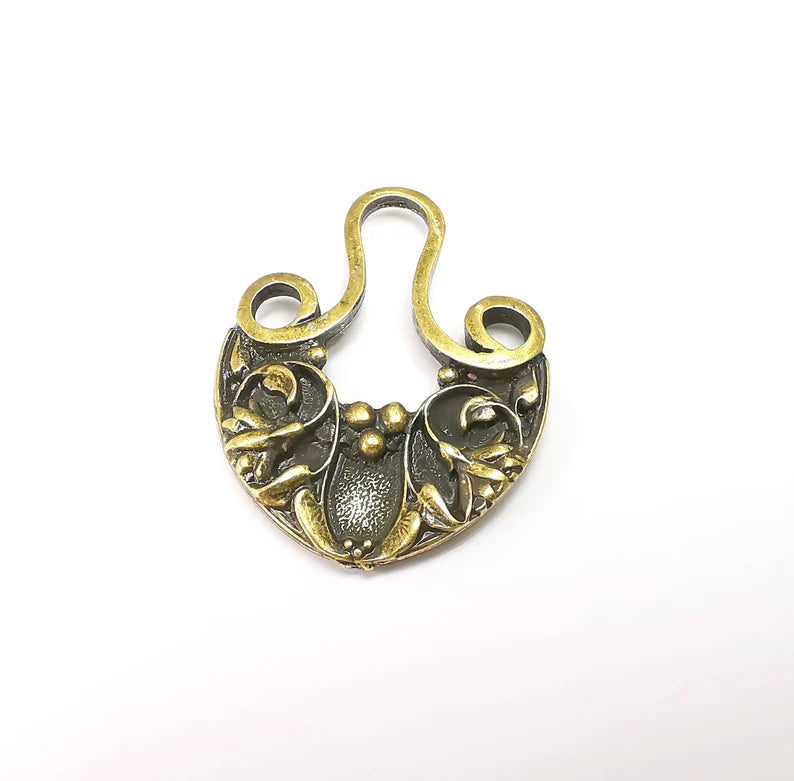 Antique Bronze Flower Dangle Charm Antique Bronze Plated Charms (38x28mm) G33657