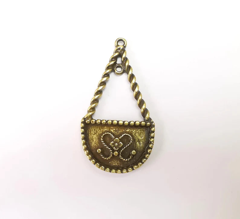 Antique Bronze Dangle Charm Antique Bronze Plated Charms (51x27mm) G33658