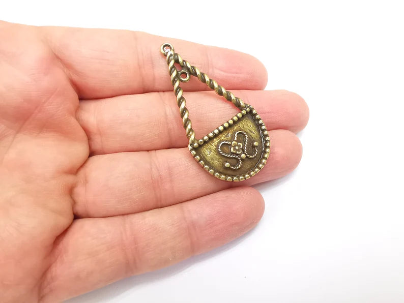 Antique Bronze Dangle Charm Antique Bronze Plated Charms (51x27mm) G33658