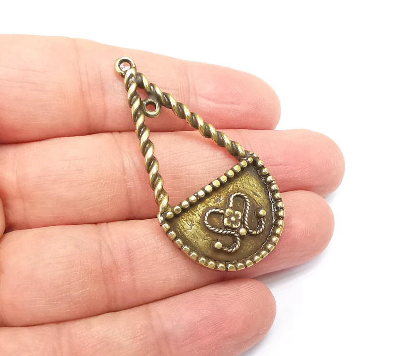 Antique Bronze Dangle Charm Antique Bronze Plated Charms (51x27mm) G33658