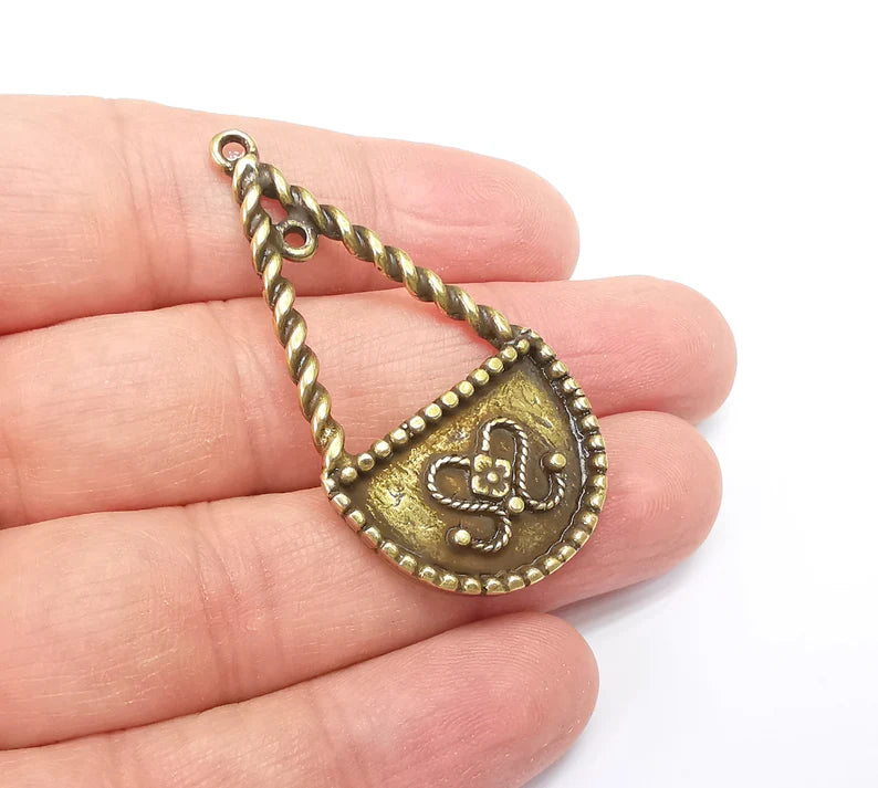 Antique Bronze Dangle Charm Antique Bronze Plated Charms (51x27mm) G33658