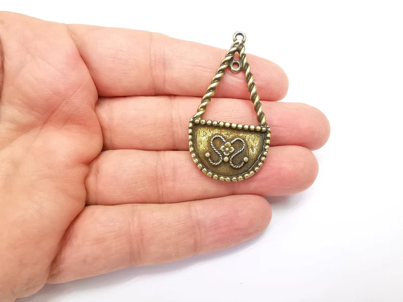 Antique Bronze Dangle Charm Antique Bronze Plated Charms (51x27mm) G33658
