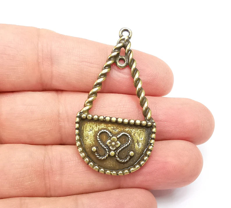 Antique Bronze Dangle Charm Antique Bronze Plated Charms (51x27mm) G33658