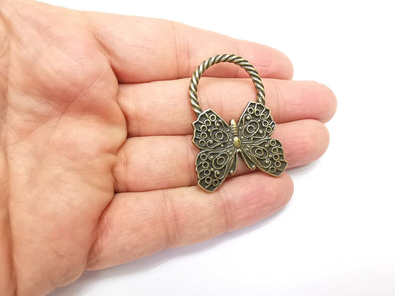 Butterfly Charm Antique Bronze Plated Charms (43x32mm) G33664