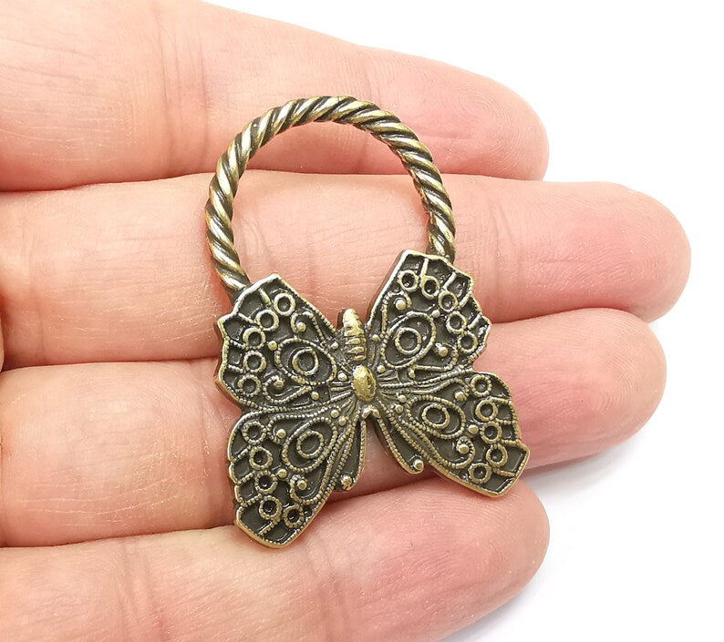 Butterfly Charm Antique Bronze Plated Charms (43x32mm) G33664