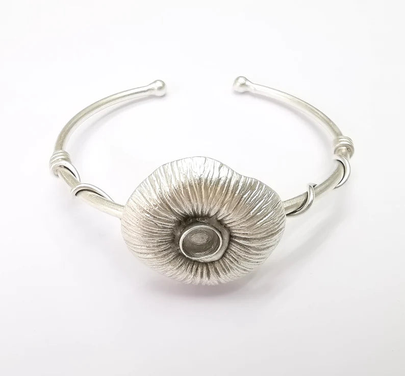 Wire Bracelet Bezel Cuff Blank Resin Mountings Cabochon Base Setting Antique Silver Plated Brass Adjustable Bracelet Bezel (6mm) G33762