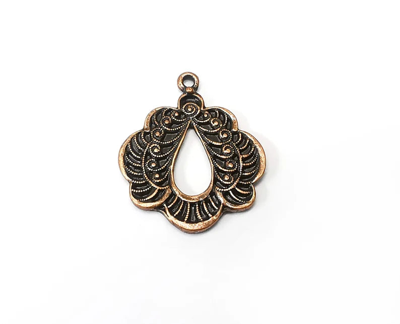 2 Antique Copper Charms, Antique Copper Plated Charms (31x25mm) G33673