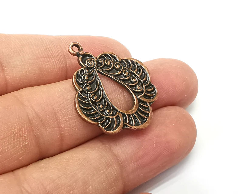 2 Antique Copper Charms, Antique Copper Plated Charms (31x25mm) G33673
