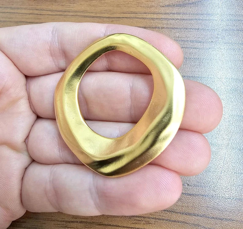 Organic Hammered Gold Circle Gold Plated Findings (48x46mm) G33773