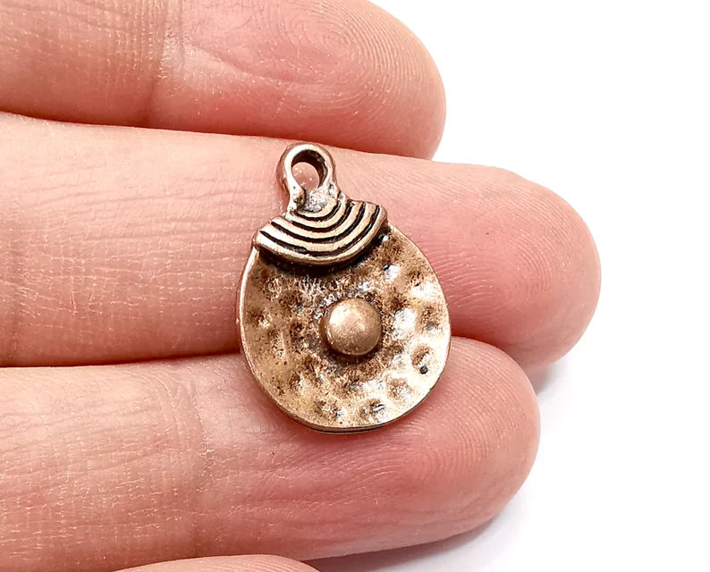2 Hammered Charms Antique Copper Plated Charms (22x16mm) G29705