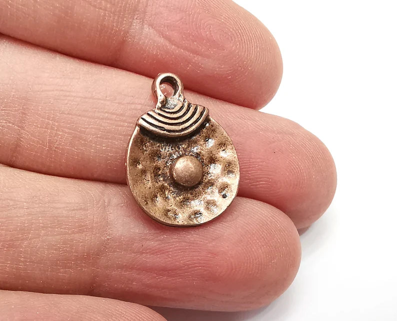 2 Hammered Charms Antique Copper Plated Charms (22x16mm) G29705