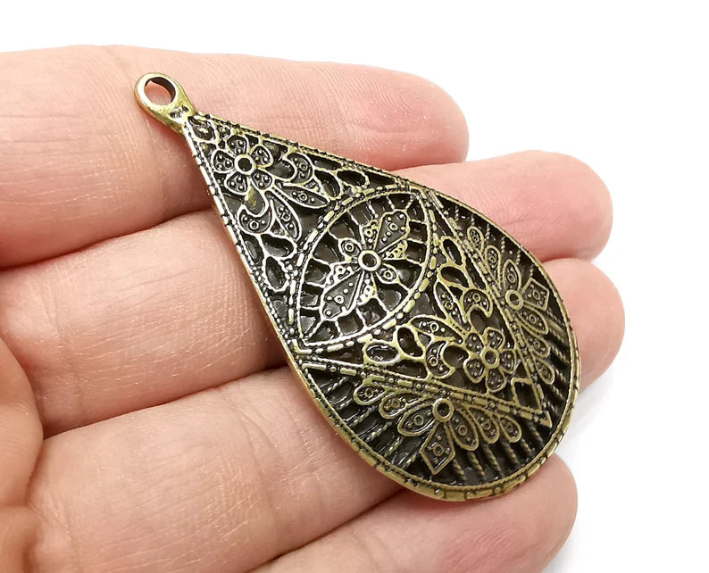 Drop Charms, Dangle Charms Antique Bronze Plated (60x33mm) G33700
