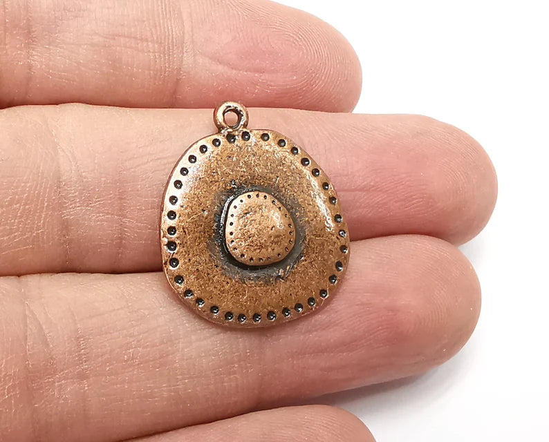 2 Antique Copper Charms, (Double Sided) Antique Copper Plated Charms (26x22mm) G33702