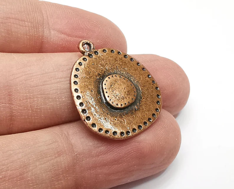 2 Antique Copper Charms, (Double Sided) Antique Copper Plated Charms (26x22mm) G33702