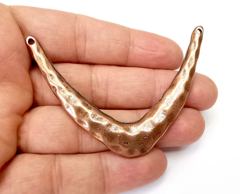 Hammered Pendant Connector Antique Copper Plated (76mm) G27411