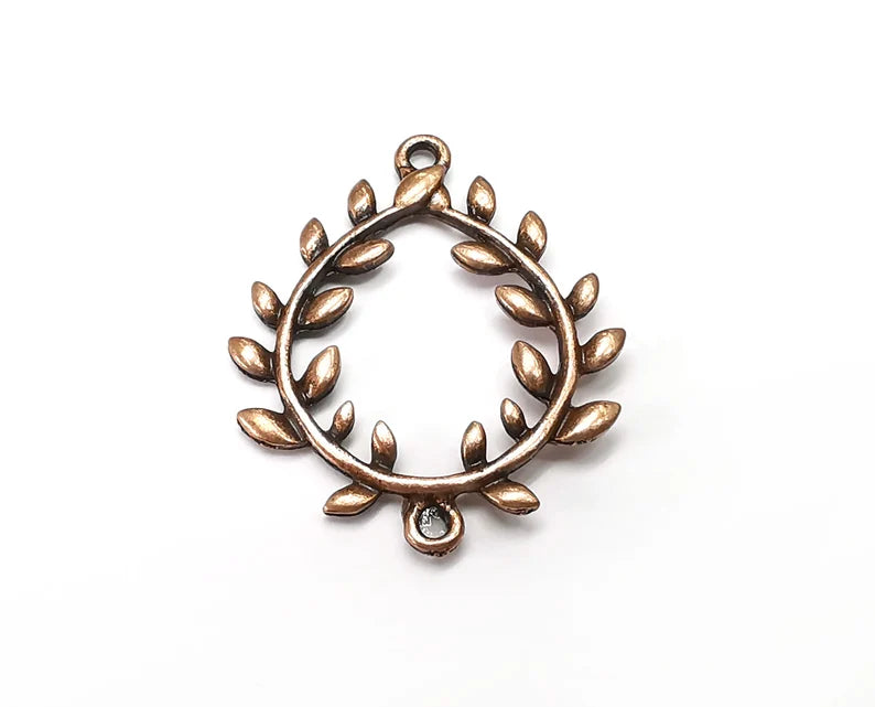 Leaf Wreath Charms Connector , Dangle Charms Antique Copper Plated (34x30mm) G33711