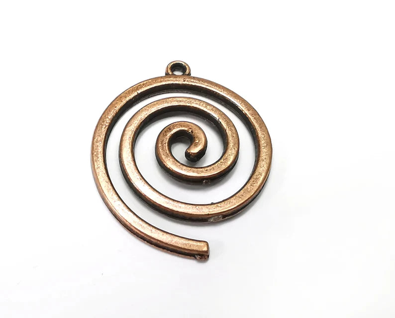2 Spirals Charms, Antique Copper Plated Charms (37x30mm) G27547