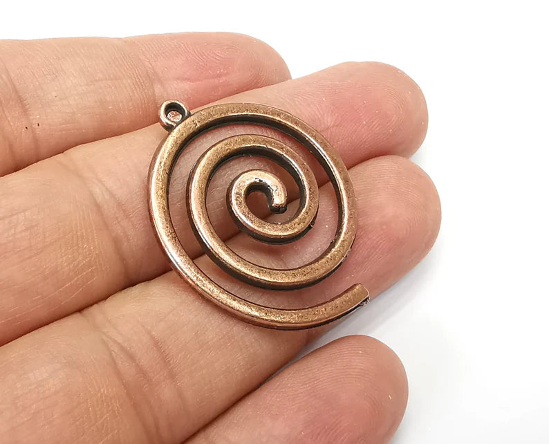 2 Spirals Charms, Antique Copper Plated Charms (37x30mm) G27547