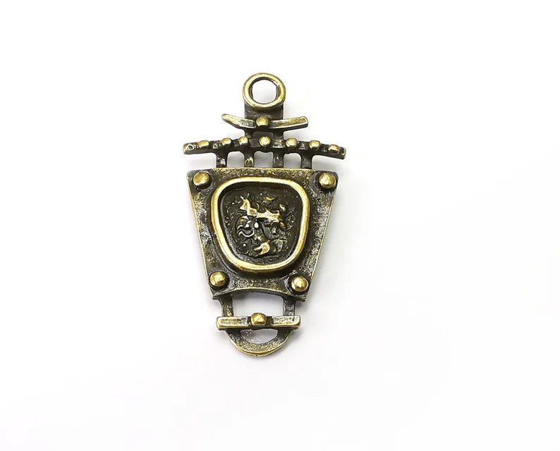 Antique Bronze Charms, Antique Bronze Plated Dangle Charms (46x25mm) G33811