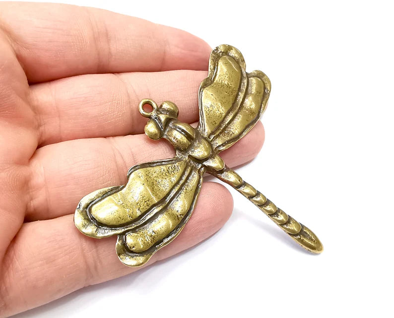 Dragonfly Pendant, Antique Bronze Plated Pendant (83x69mm) G33742