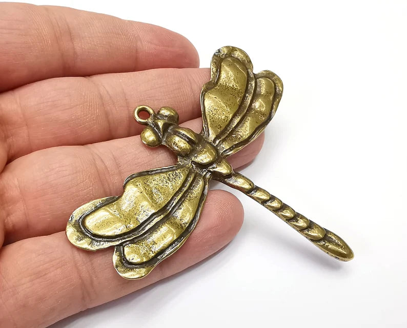 Dragonfly Pendant, Antique Bronze Plated Pendant (83x69mm) G33742