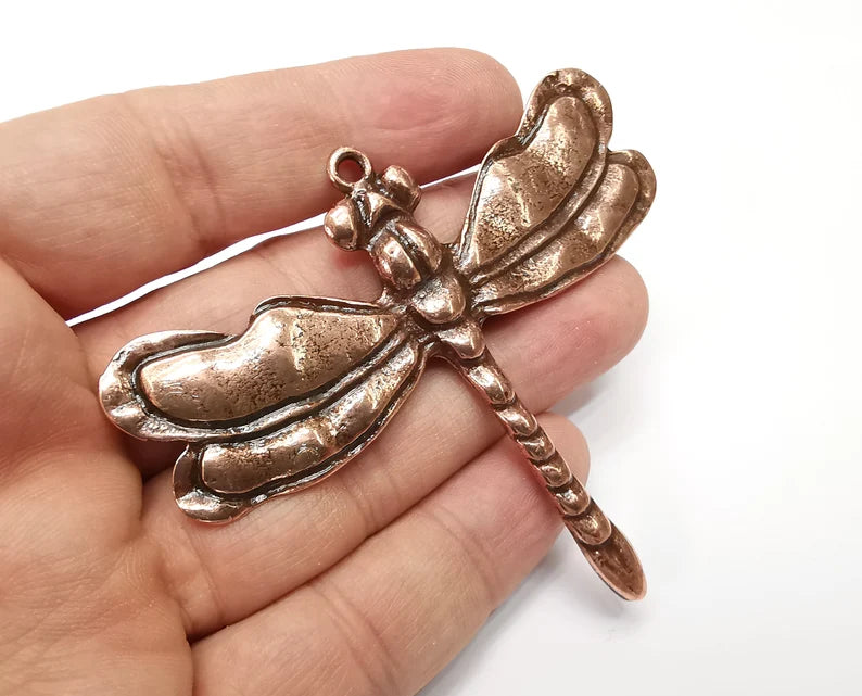Dragonfly Pendant, Antique Copper Plated Pendant (83x69mm) G33744