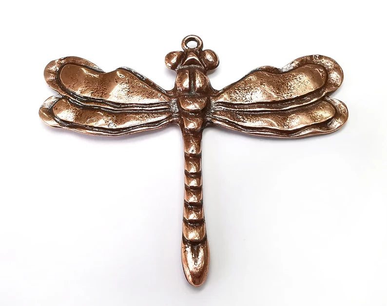 Dragonfly Pendant, Antique Copper Plated Pendant (83x69mm) G33744