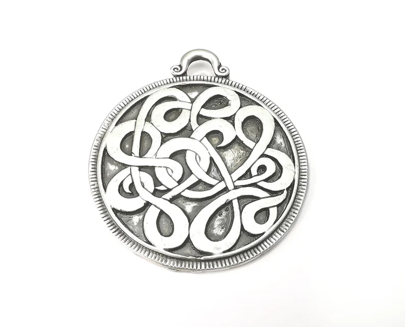 Silver Locket Pendant, Antique Silver Plated Pendant (57x50mm) G33827