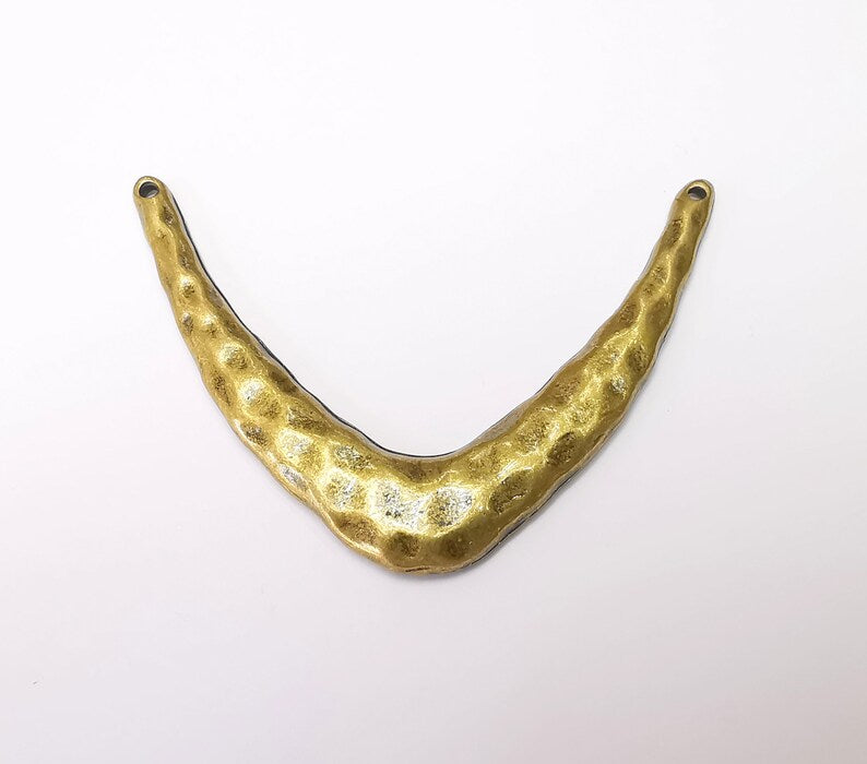Hammered Large Pendant, Antique Bronze Plated Pendant (76x57mm) G33832