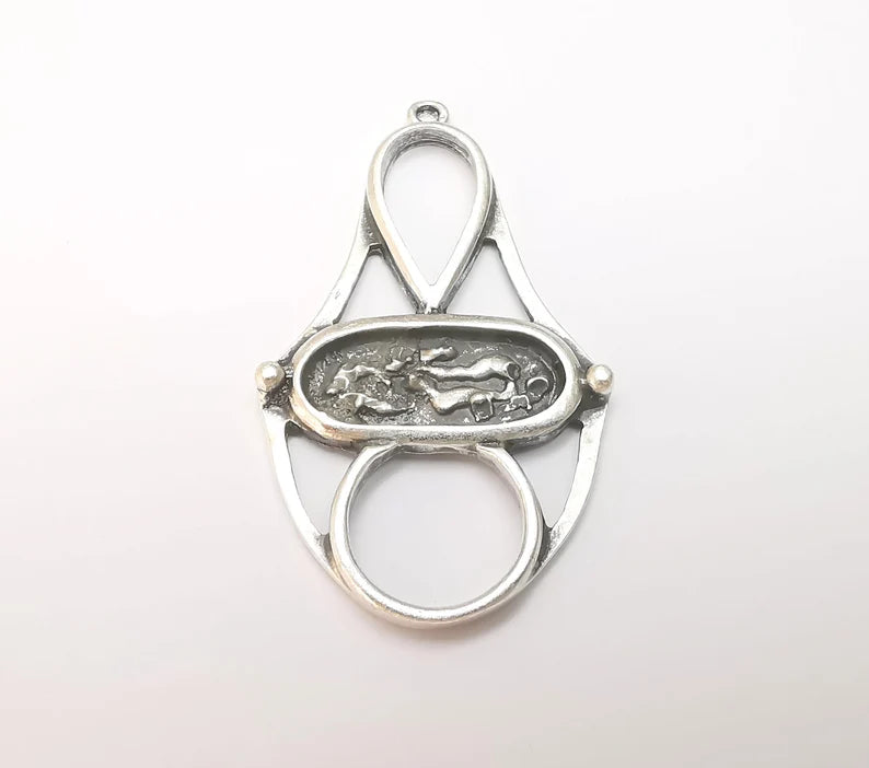 Antique Silver Charms Pendant Antique Silver Plated Charms (51x29mm) G33836