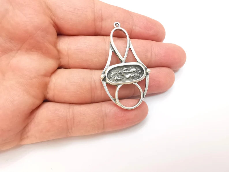 Antique Silver Charms Pendant Antique Silver Plated Charms (51x29mm) G33836