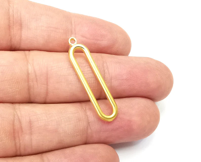 2 Oval Charms Gold Plated Charm (33x8mm) G33756