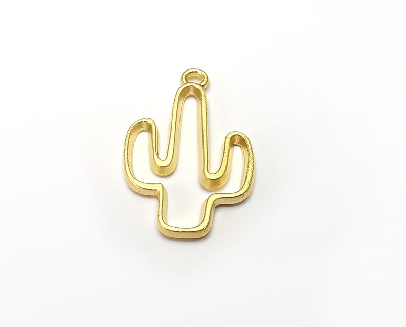 2 Cactus Charms Gold Plated Charms (25x15mm) G33757